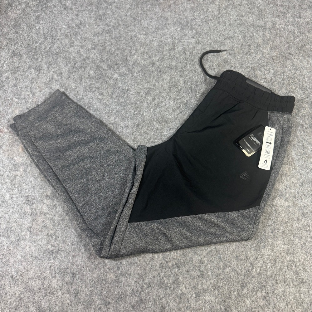 RBX Active Mens Tapered Jogger Pants Black Grey Heather X-Dri CRM7003 Large NEW